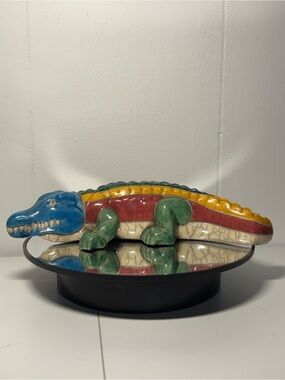 Fenix Raku Pottery Crocodile Figurine Hand Painted South African Ceramic Decor